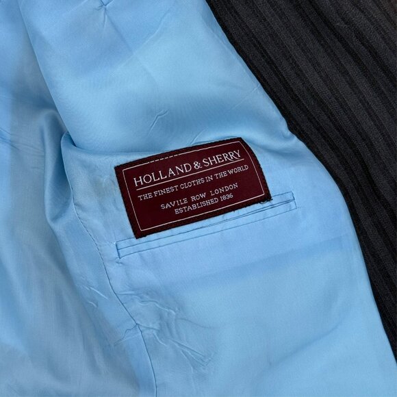 Tom James Royal Classic Suit 2pc Holland & Sherry Savile Row Striped 40L 32x33 - Picture 11 of 16